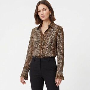 Equipment Femme Leopard Print Button Down Shirt Size XXS
